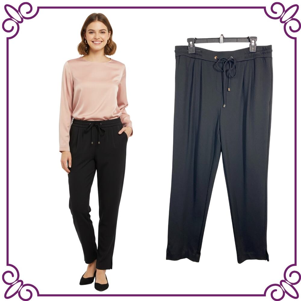 Laundry by Shelli Segal Black Ponte Knit Elastic Waist Pants Size Large